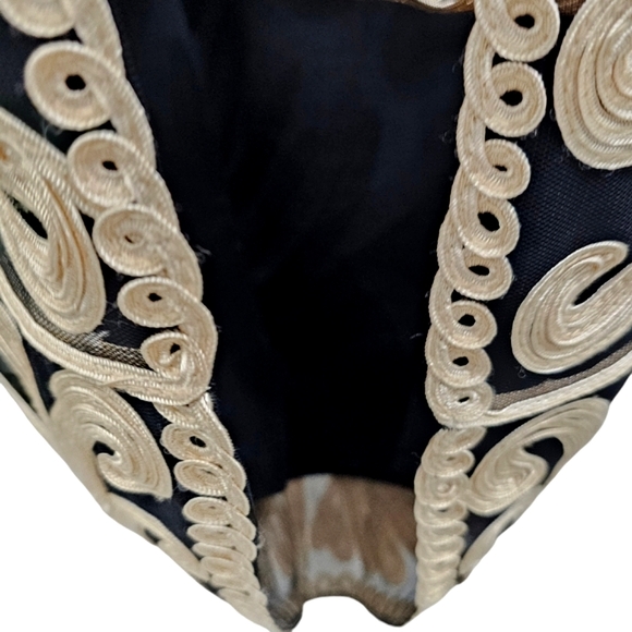 Nwot Weavz Black Mesh/ Creme Soutache Ribbon Embroidered Detail 3/4 Sleeve Dress - Picture 12 of 15